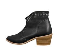 Cocila Botas De Tacón Grueso con Cremallera Lateral Puntiaguda Cuero Color Sólido para Mujer Casual Altas Piel Marron Botines Negro Marrones Pitillos Camperas Negras Hombre Bota Invierno