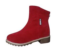 Cocila Botas De Tacón Grueso Estilo Británico con Cremallera Trasera Ante Sólido para Mujer Coronel Invierno Tacon Piel Botines Marrones Zapatos Barefoot Bambas Negro Agua Cordones 39 Botin Bajo