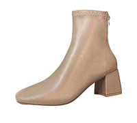 Cocila Botas Gruesas Hasta El Muslo Para Mujer, Sólidas, De Tacón Cuero Invierno, Mujer Calzado Impermeable Altas Marrones Tacon Botines Negros Piel Bajo Planos Negro Manoletinas Boots Women