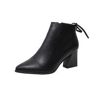 Cocila Botas Media caña Mujer otoño Invierno Alta con Tacones Gruesas | Botas De Seguridad Mujer Botines Hombre Manoletinas Talla 42 Waterproof Agua 3 8 Negros Planos Cómodas Invierno Altas 41