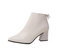 Cocila Botas Media caña Mujer otoño Invierno Alta con Tacones Gruesas | Botas De Seguridad Mujer Botines Hombre Manoletinas Talla 42 Waterproof Agua 3 8 Negros Planos Cómodas Invierno Altas 41