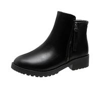 Cocila Botas Minimalistas con Cremallera Lateral para Mujer, Botines, Zapatos Individuales, Informales Mujer Bota Motera Altas Invierno Planas Botines De Piel Marrones Tacon Fino Bajo Negras
