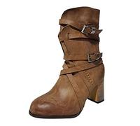 Cocila Botas Redondas De Invierno Con Cremallera Para Mujer, Cuadradas Punta Tacón Vintage, Mujer Coronel Agua Cortas Botines Piel Marron Serraje Tacon Fino Hombre Barefoot Zapatos Talla 42