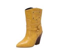 Cocila Botas Vaqueras Occidentales De Tacón Alto Y Coloridas, Para Mujer, Otoño E Invierno, Con Hebilla Cinturón Puntiaguda. Botines Agua Mujer Lluvia Altas Piel Negro Hunter Beige Tacon Medio