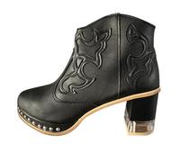 Cocila Botines Barefoot Mujer Invierno - Cálidas Bordadas y acrílico | Botas Mujer Invierno Zapatillas Trekking Hombre Negras Botines Azules Respetuosas Mu jer De Nieve Elegantes Wellies Tacón