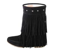 Cocila Botines Casuales De Mujer Con Punta Redonda Y Tacón Grueso Color Liso, Plana, A La, Botas Cremallera Niña Altas Invierno Planas Piel Negro Pitillos Negros Planos Senderismo Manoletinas