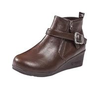 Cocila Botines Casuales Para Mujer 2025 Sin Tacón Cremallera Lateral De Cuero Retro Cómodos En Zapatos Planos Otoño Primavera Panamá Botas Altas Tacon Negros Piel Ante Marron Marrones Hombre