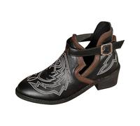 Cocila Botines De Mujer Con Punta Bordada Y Hebilla Cuero, Zapatillas Botas Altas Marrones Piel Impermeables Tacon Fino Hombre Bota Botin Negro Agua Catiuscas Alta 37 Moon Boot Rojos Calzado