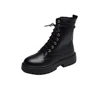 Cocila Botines De Mujer Otoño E Invierno Color Sólido Cordones Cómodo Punta Redonda Tacón Cuadrado Funda Botas Agua Altas Piel Negro Serraje Tacon Fino Cuña Seguridad Manoletinas Zapatillas