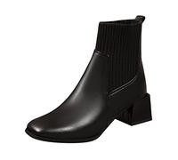 Cocila Botines De Mujer Simple Francés Punta Cuadrada Botas Manga Cómoda Tacón Grueso Cuadrado Invierno Impermeables Agua Altas Nieve Alto Piel Calzado Barefoot Niño Refresh Zapatillas