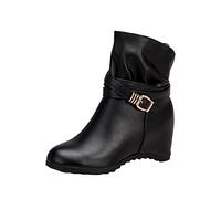 Cocila Botines De Realce Interior Con Cremallera Y Hebilla Cinturón Cuero Color Sólido Para Mujer Bota Negra Plana Botas Agua Altas Hunter Invierno Tacon Marrones Bajo Zapatos Seguridad