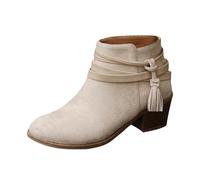 Cocila Botines Para Mujer Con Tiras, Tacón Grueso Apilado, Punta Puntiaguda Clásica, Cómodos, Cremallera Lateral Botas El Campo De Agua Altas Hunter Piel Planos Marrones Hombre Invierno