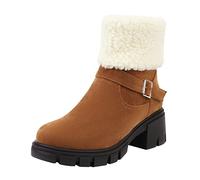 Cocila Botines Slim fit Mujer para Vaqueros Zapatos Cremallera Medio Botas | Botas Mustang De Mujer Bambas Zapatos Tacon Impermeables Lluvia Con Pelo Botines Invierno Planos Bota Agua Borrego Moon Boot
