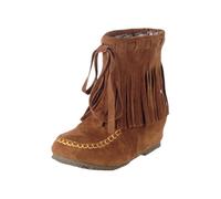 Cocila Botines Vaqueros De Gamuza Con Borlas Para Mujer, Clásicos, Punta Redonda, Tacón Cuña Oculto, Botas Estilo Western, Vestir Largas Mujer Invierno Planas Piel Impermeables Altas Barefoot