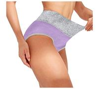 Cocila Bragas Algodón Mujer Altas Cintura Braguitas Slip Cómodo Tallas Interior Patchwork Calzoncillos Bikini Color Sólido Íntimos Mono De Noche Sexy (Purple, XXXXL) Algodon 100X100 Panties Pack
