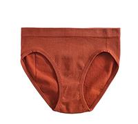 Cocila Bragas Altas Señora Clásicas Mujer Suaves Y Cómodas Braguitas Sin Costuras Transpirables Sexis De Algodón Acanalado Color Sólido Cintura Media para Sujetadores Banda (Orange, L) Braga