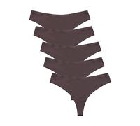 Cocila Bragas De Algodón Invisible para Mujer, Suaves, Transpirables Las Mujeres Escritos 5Pc La Seda Inconsútil del Hielo Se Divierten Tanga Inferior Los Deportes (Coffee, S) Brasileñas Mujer