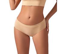 Cocila Bragas Menstruales Mujer Cintura Media Braguitas Flujo De Conservadores Color Sólido para Cabeza Delgada Sin (Beige, XXL) Panties Reductoras Tanga Amarillo Braga Termica Bikini Playa
