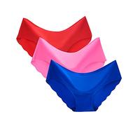 Cocila Bragas Mujer Algodón De Pierna Alta Braguita Bikini Deportiva Ropa Color Hielo Transpirable Seda 3 Piezas Sin Rastro Sexy Sólido Cintura Media Interior Íntima Disfraz (D, L) 100 Algodon