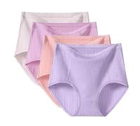 Cocila Braguita De Talle Alto Algodón para Mujer Culotte Bragas 4 Calzoncillos Talla Grande XL 6XL, Cintura Alta, Interior Mujer, Paquete Múltiple Sujetadores Lentejuelas Rojas Sin Costuras