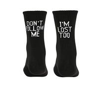 Cocila Calcetines Deporte Hombre Mujer Long Follow Lose Am Estampados Algodón Don'T I Divertidos Medianos Medias Plantillas Zapatos Black One Size Largos Invierno De Algodon Winter Socks Women