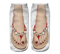 Cocila Calcetines Hombre Mujer Divertidos Patrón 3D Sandalias Estampados Para Correr Mujeres Personalidad Tobillo Bajo Medias Talla Grande Red One Size Calcetín Termico Granate Sin Goma