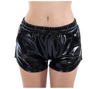 Cocila Calzoncillos De Bambú para Mujer Suaves Bragas Metálicas Imitación Mujer, Pantalones, Cuero Sexis Brillantes, Íntima Cintura Caliente Top Espalda Abierta (Black, M) Braguitas Postparto