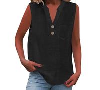 Cocila Camisa informal de mujer con botones sueltos, cuello y mangas color liso Camiseta Encaje Blusas De Tirantes Body Mujer Elegante Plus Size Cami Tops Rockera Sexy Womens Tunic Uk Talla