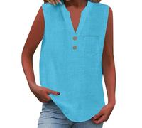 Cocila Camisa informal de mujer con botones sueltos, cuello y mangas color liso Camiseta Encaje Blusas De Tirantes Body Mujer Elegante Plus Size Cami Tops Rockera Sexy Womens Tunic Uk Talla