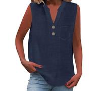 Cocila Camisa informal de mujer con botones sueltos, cuello y mangas color liso Camiseta Encaje Blusas De Tirantes Body Mujer Elegante Plus Size Cami Tops Rockera Sexy Womens Tunic Uk Talla