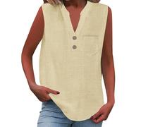 Cocila Camisa informal de mujer con botones sueltos, cuello y mangas color liso Camiseta Encaje Blusas De Tirantes Body Mujer Elegante Plus Size Cami Tops Rockera Sexy Womens Tunic Uk Talla