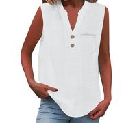 Cocila Camisa informal de mujer con botones sueltos, cuello y mangas color liso Camiseta Encaje Blusas De Tirantes Body Mujer Elegante Plus Size Cami Tops Rockera Sexy Womens Tunic Uk Talla