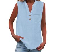 Cocila Camisa informal de mujer con botones sueltos, cuello y mangas color liso Camiseta Encaje Blusas De Tirantes Body Mujer Elegante Plus Size Cami Tops Rockera Sexy Womens Tunic Uk Talla