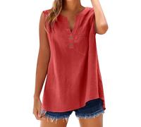 Cocila Camisa informal de mujer con botones sueltos, cuello y mangas color liso Camiseta Encaje Blusas De Tirantes Body Mujer Elegante Plus Size Cami Tops Rockera Sexy Womens Tunic Uk Talla