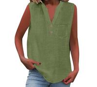 Cocila Camisa informal de mujer con botones sueltos, cuello y mangas color liso Camiseta Encaje Blusas De Tirantes Body Mujer Elegante Plus Size Cami Tops Rockera Sexy Womens Tunic Uk Talla