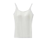 Cocila Camiseta De Tirantes Finos para Mujer con Sujetador Integrado Algodón Mujeres Almohadillas El Pecho Dedos Sin Anillo Copas Una Camisola Deportiva Necesito Hombre (White, M)