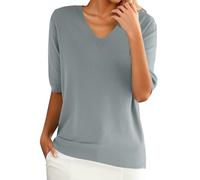 Cocila Camiseta Holgada de Manga Corta con Cuello para Mujer con Top con Parte Inferior de Punto Camisa Mujer Blusa Blanca Mujer Manga Corta Camiseta España Mujer