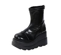 Cocila Característica De La Las Mujeres Zapatos Botas Longitud Media Cremallera Botines Bota Nieve Mujer Altas Piel Marron Agua Hombre Cortas Pitillos Tacon Cuña Casual Invierno Zapatillas Negro