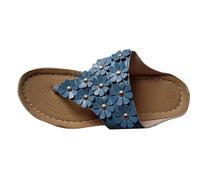 Cocila Chanclas De Cuña Para Mujer Altas Negras Sandalias Informales Y Cómodas Con Gruesa Mujer, Estilo Tanga, Verano, Modernas, Sin Cordones, Retro, Primavera Otoño. Tacones Bajos (Blue, 38)