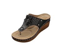 Cocila Chanclas De Plataforma Para Mujer Con Soporte Arco Sandalias Verano Mujer, Gruesa, Informales, Cómodas, Clip En La Punta Y Tacón Bajo Zapatillas Deportes Grises (Black, 36)