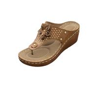 Cocila Chanclas De Plataforma Para Mujer Con Soporte Arco Sandalias Verano Mujer, Gruesa, Informales, Cómodas, Clip En La Punta Y Tacón Bajo Zapatillas Deportes Grises (Brown, 37)