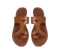Cocila Chanclas De Plataforma Para Mujer Con Soporte Arco Sandalias Zapatillas Planas Verano Mujer, Punta Redonda, Informales, Cómodas Y Una Sola Palabra. Pantuflas 1 (Brown, 40) Chancletas
