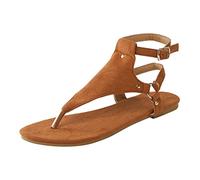 Cocila Chanclas Mujer De Tira Para Sandalias Planas Zapatos Punta Abierta Playa Hebilla Correa (Brown, 42) Negro Veganas Piscina Romanas Verano Zapatillas Ortopedicas 42 Pitillos Cuerdas Cuñas
