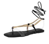 Cocila Chanclas Mujer Para Playa Y Piscina Sandalias De Verano Zapatos Planos Ajustar Los Pies Las Mujeres Round Flip Outdoor Fracasa Cadena Femeninas (Black, 38) Cangrejeras Cuña Plata Tacon