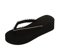 Cocila Chanclas Mujer Para Playa Y Piscina Sandalias Flip Flop Abre Renania Large Summer Women'S Fashion Femen'S Slipper Tela (Black, 38)