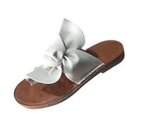 Cocila Chanclas Mujer Para Playa Y Piscina Sandalias Flip Flop Slipper Fashion Beach Flops Roman Butterfly Knot Slippers Femeninas Romanas Disfraz (Beige, 39)