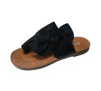 Cocila Chanclas Mujer Para Playa Y Piscina Sandalias Flip Flop Slipper Fashion Beach Flops Roman Butterfly Knot Slippers Femeninas Romanas Disfraz (Black, 38)