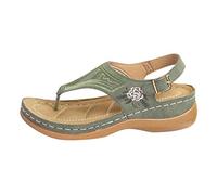 Cocila Chanclas Mujer Para Playa Y Piscina Sandalias Flip Flops Fashion Flower Cuñas Causales Bordados Zapatos Femeninos (Green, 39) Doradas Esclavas Piel Corrector Juanetes Boho Plataforma