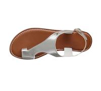 Cocila Chanclas Mujer Para Playa Y Piscina Sandalias Planas Con Tiras Mujer, Zapatos De Cuña Soporte Hueco Correa Trasera, Vacaciones, (Silver, 43) Sandalia Dorada Plana Verano Marca 35 Pie