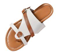 Cocila Chanclas Mujer Sandalias De Cuña Para Verano Playa Piscina Interior Exterior Tiras Con Punta Abierta Mujer, Planas Y Cierre Hebilla Acolchadas (White, 39)